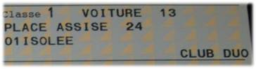 TGVチケット座席